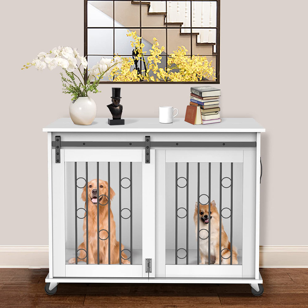 Tucker Murphy Pet™ Dog Crate on Wheels, 43" Large Dog Cage with